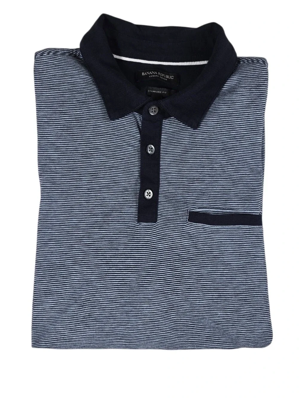 Banana Republic Luxury Touch Standard Fit Short Sleeve Polo Shirt Striped Large